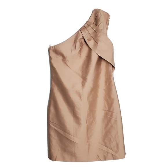 NEW Reiss Tamsin One Shoulder Dress in Mocha Brown - Picture 2 of 6